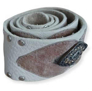 Leather Rock Beige Leather Belt